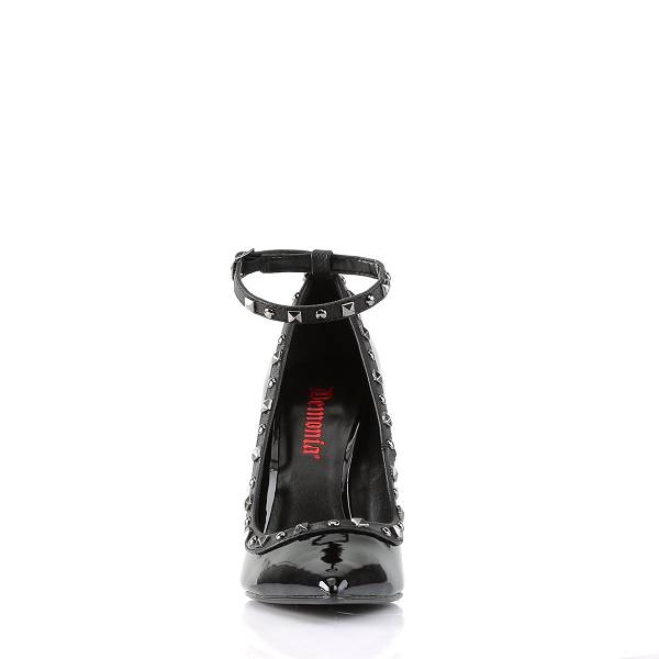 Demonia Women's Voltage-03 Heels - Black Vegan Leather D4975-80US Clearance